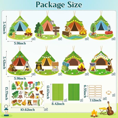 Moon Boat 32 Sets Camping Craft Wood Picture Frame Kit - DIY Camp Hanging Bulk for Summer Classroom School VBS Activities Party Favor Supplies in Kuwait