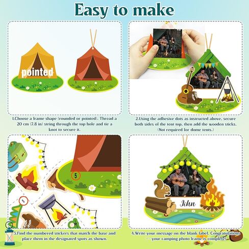 Moon Boat 32 Sets Camping Craft Wood Picture Frame Kit - DIY Camp Hanging Bulk for Summer Classroom School VBS Activities Party Favor Supplies in Kuwait