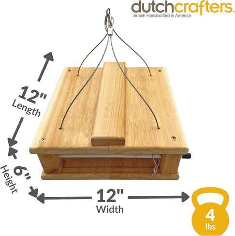 DutchCrafters Cedar Wood Covered Hanging Bluebird Feeder for Mealworms with Food Cup, Enclosed Wooden Dried Mealworm Feeder for Bluebirds for Outdoors in Saudi Arabia