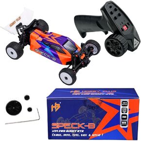 سيارة HOBBYPLUS Speck B 1/24 2WD Mini RC - RTR RC Buggy، عربة سباق صغيرة سريعة، جاهزة بدون فرش مع صدمات مملوءة بالزيت - مركبات سباق سيارات داخلية ممتعة للتحكم عن بعد للبالغين (برتقالي) in Kuwait