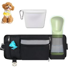 حقيبة علاج الكلاب لحقيبة حزام الخصر للمقود، حقيبة علاج ممتازة للكلاب لتدريب الجراء والمشي مع جيب حامل بسحاب مقسم، حامل زجاجة مياه، إدراج سيليكون، مشبك، أسود in Kuwait