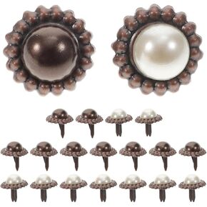 Angoily خمر جولة اللؤلؤ برادس للحرف الورقية 20 قطعة دبابيس معدنية مقسمة الزخرفية لسكرابوكينغ والألبوم الديكور ألوان متنوعة 0.63 بوصة in Kuwait