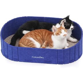 FUKUMARU Cat Scratcher، سرير أريكة على شكل أريكة مقاس 24 بوصة، لوح خدش للقطط قابل للفصل وقابل للفصل، وسادات خدش دائرية للقطط قابلة لإعادة التعبئة في الداخل، رمادي داكن in Kuwait