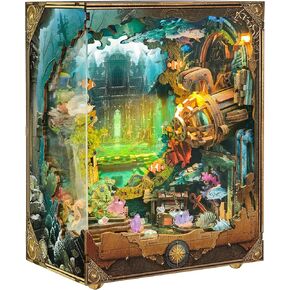 زوايا الكتب DIY - طقم منزل مصغر لمغامرة الغواصات في أعماق البحار | خلفية دوارة، مصابيح LED، تحكم باللمس، مجموعات نماذج حرفية ذاتية التجميع للهدايا والديكور - اكتشف أتلانتا in Kuwait