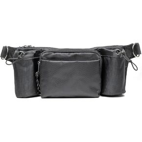 TIGERLI Dog Walking Fanny Pack with Magnetic Treat Pouch, Dual Water Bottle Holders, Poop Bag Dispenser, Waterproof Zipper, Adjustable Strap, 2 D-Rings for Hands-Free Leash, Black in Saudi Arabia