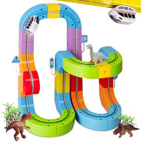 Electric Train Set,Infinity Racer 3D Train,Educational STEM Learning Toy,Safe Snap-Together Design,Holiday Birthday Gifts for Boys and Girls Aged 3 4 5 6 7 8 (95PCS) in Kuwait