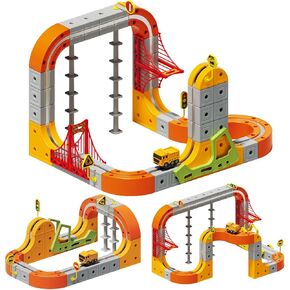 مجموعة قطار كهربائي، 115 قطعة من مكعبات مسار المركبات الهندسية مع علامات مضادة للجاذبية والقطار والمرور، مسار سباق سحري مرن ثلاثي الأبعاد لألعاب هدايا الأطفال. in Kuwait