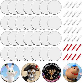 30 قطعة من أزرار التسامي الفراغات مع دبابيس أزرار MDF مناسبة لتزيين الحقائب والقبعات والملابس والملصقات الممتعة وحلي التسامي in Kuwait