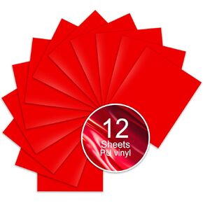 فينيل نقل حراري من البولي يوريثان الأحمر، 12 قطعة من صفائح HTV مقاس 12 × 10 بوصة - فينيل ناعم وقابل للتمدد، سهل القطع والأعشاب، متوافق مع Cricut & Silhouette - رائع لقمصان الرابع من يوليو والحرف الوطنية in Kuwait