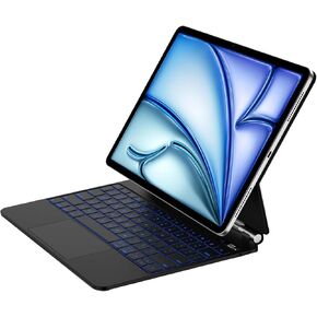حافظة لوحة مفاتيح لجهاز iPad Air 11 بوصة M3 2025/M2 2024 وiPad Air 4/5 10.9 بوصة، لوحة مفاتيح سحرية لجهاز iPad Pro 11 بوصة (الأول/الثاني/الثالث/الرابع)، لوحة تتبع متعددة اللمس، مفاتيح إضاءة خلفية 7 ألوان، حامل ناتئ عائم، أسود in Kuwait