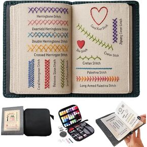 Kranla Embroidery Stitch Book Kit DIY, All in One Sewing kit, All Scenario Sampler for Beginners, Embroidery Practice Pattern with 106 Stitches Sewing Set, Portable Cross Stitch Book in Saudi Arabia