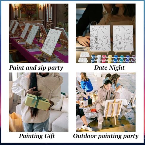 PAILIM 2 Pack Sip and Paint Kit for Adults Couples Painting Kit Pre Drawn Canvas to Paint at Home Date Night Party Favor Supplies Art Painting Set Couples Activity 8x10 Gnome Love in Saudi Arabia