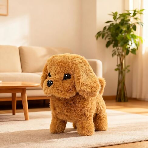Puppy Robot Realistic Dog, 2026 New Interactive Walking Plush Puppy Toy Dogs, Walking, Barking & Tail Wagging for Kids & Pet Lovers (Khaki) in Kuwait
