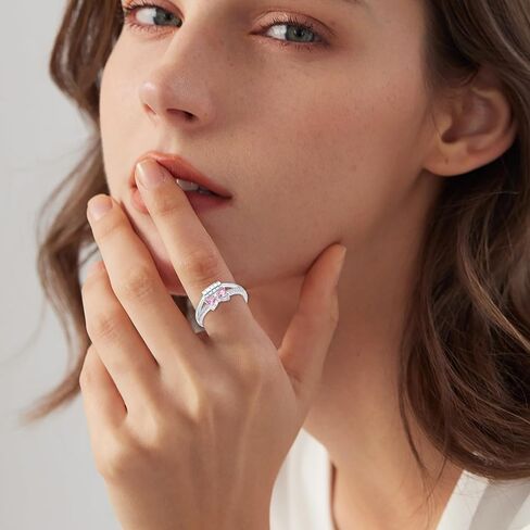 HEEYA Birthstone Rings for Women,Anxiety Ring,Dainty Sterling Silver Plated Bow Spinner Fidget Ring,Adjustable Birthstone Ring for Women,Birthday Christmas Gifts for Wife Daughter Sister in Saudi Arabia
