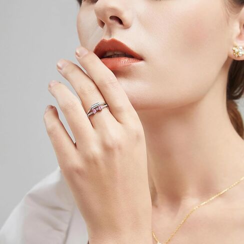 HEEYA Birthstone Rings for Women,Anxiety Ring,Dainty Sterling Silver Plated Bow Spinner Fidget Ring,Adjustable Birthstone Ring for Women,Birthday Christmas Gifts for Wife Daughter Sister in Saudi Arabia