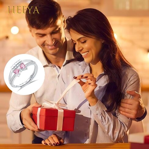 HEEYA Birthstone Rings for Women,Anxiety Ring,Dainty Sterling Silver Plated Bow Spinner Fidget Ring,Adjustable Birthstone Ring for Women,Birthday Christmas Gifts for Wife Daughter Sister in Saudi Arabia