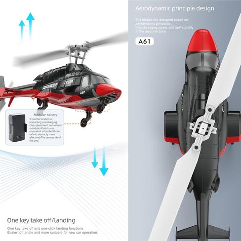 A61 Airwolf طائرة هليكوبتر تعمل بالتحكم عن بعد 4CH RC Heli Aileronless 1/42 مقياس جيروسكوب 6 محاور ارتفاع يحوم موضع التدفق البصري 2 بطاريات للبالغين المبتدئين/أسود أبيض in Saudi Arabia
