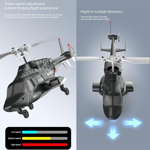 A61 Airwolf طائرة هليكوبتر تعمل بالتحكم عن بعد 4CH RC Heli Aileronless 1/42 مقياس جيروسكوب 6 محاور ارتفاع يحوم موضع التدفق البصري 2 بطاريات للبالغين المبتدئين/أسود أبيض in Saudi Arabia