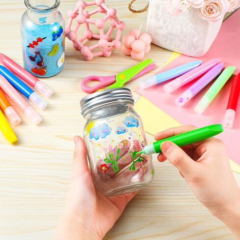 24 قطعة 96 قطعة من أقلام طلاء Suncatcher للأطفال مجموعة طلاء الزجاج الملون لأقلام النوافذ مجموعة أقلام تلوين فنية DIY للأطفال هدية مجموعة أدوات يدوية من Suncatcher لصالح الحفلات in Kuwait