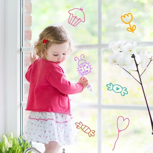 24 قطعة 96 قطعة من أقلام طلاء Suncatcher للأطفال مجموعة طلاء الزجاج الملون لأقلام النوافذ مجموعة أقلام تلوين فنية DIY للأطفال هدية مجموعة أدوات يدوية من Suncatcher لصالح الحفلات in Kuwait