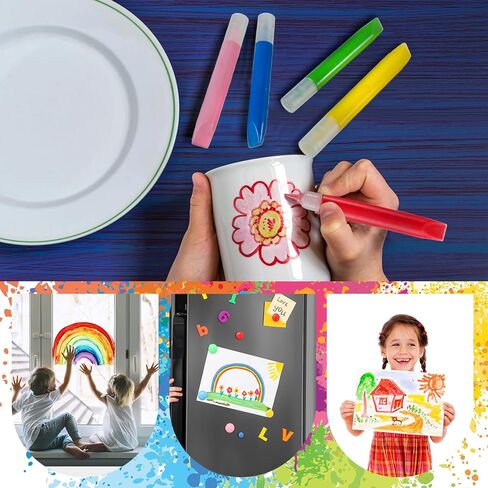 24 قطعة 96 قطعة من أقلام طلاء Suncatcher للأطفال مجموعة طلاء الزجاج الملون لأقلام النوافذ مجموعة أقلام تلوين فنية DIY للأطفال هدية مجموعة أدوات يدوية من Suncatcher لصالح الحفلات in Kuwait
