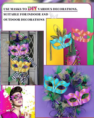 Sratte 120 Pcs Mardi Gras Masks Bulk Metallic Masquerade Masks 6 Colors Mardi Gras Costume Party Accessory in Saudi Arabia