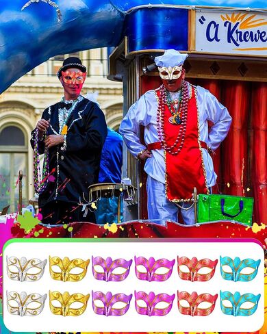 Sratte 120 Pcs Mardi Gras Masks Bulk Metallic Masquerade Masks 6 Colors Mardi Gras Costume Party Accessory in Saudi Arabia