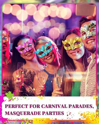 Sratte 120 Pcs Mardi Gras Masks Bulk Metallic Masquerade Masks 6 Colors Mardi Gras Costume Party Accessory in Saudi Arabia