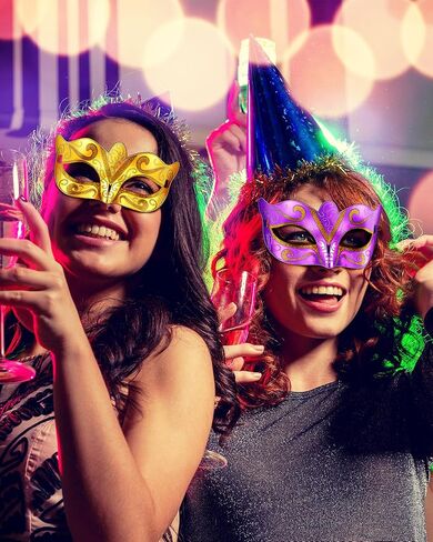 Sratte 120 Pcs Mardi Gras Masks Bulk Metallic Masquerade Masks 6 Colors Mardi Gras Costume Party Accessory in Saudi Arabia