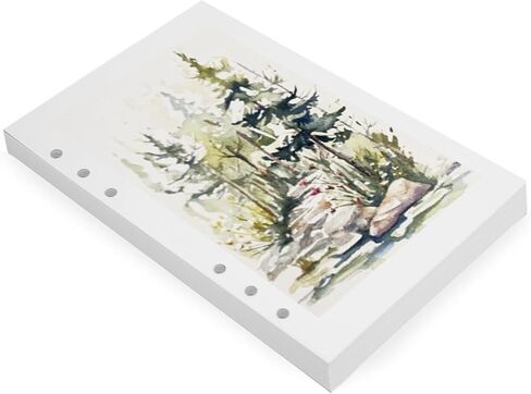 إدراجات ورق ألوان مائية مقاس A5 من Wanderings - ورق غلاف 300 جرام في المتر المربع ذو 6 حلقات - 8 1/4 × 5 5/8 بوصة - أوراق بيضاء سميكة فارغة وفضفاضة A5 عبوات ورق ألوان مائية - متوافقة مع filofax 6 فتحات - 30 ورقة ألوان مائية in Kuwait