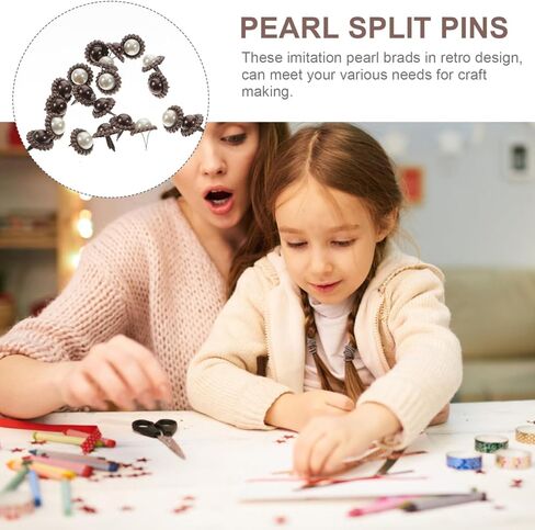 Angoily خمر جولة اللؤلؤ برادس للحرف الورقية 20 قطعة دبابيس معدنية مقسمة الزخرفية لسكرابوكينغ والألبوم الديكور ألوان متنوعة 0.63 بوصة in Kuwait