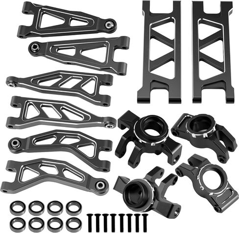 Aluminum Front & Rear Suspension with Steering Knuckles & Rear C-Hubs Upgrade Parts for ARRMA 1/14 Typhon Grom 1/18 Granite Grom (Blue) in Saudi Arabia