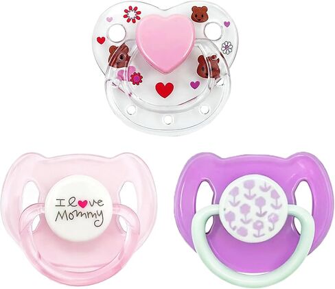 Magnetic Pacifiers 3 Piece Set for Reborn Baby Dolls Feeding Toy Accessories-Girl(Pink Heart, Rainbow, kiss me) in Saudi Arabia