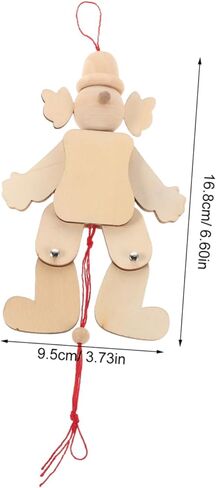 Vaguelly 6pcs Wooden Clown Marionette Puppet Kit Handmade Pull String Puppet for Unfinished Natural Wood Craft Portable Entertainment for Parties and Family Gatherings in Saudi Arabia