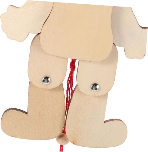 Vaguelly 6pcs Wooden Clown Marionette Puppet Kit Handmade Pull String Puppet for Unfinished Natural Wood Craft Portable Entertainment for Parties and Family Gatherings in Saudi Arabia
