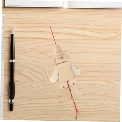 Vaguelly 6pcs Wooden Clown Marionette Puppet Kit Handmade Pull String Puppet for Unfinished Natural Wood Craft Portable Entertainment for Parties and Family Gatherings in Saudi Arabia