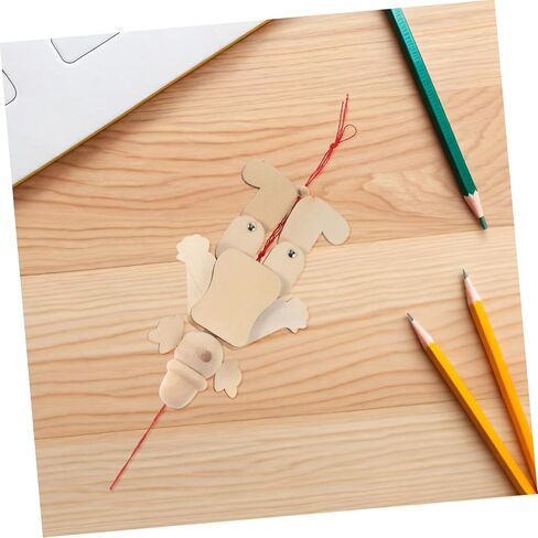 Vaguelly 6pcs Wooden Clown Marionette Puppet Kit Handmade Pull String Puppet for Unfinished Natural Wood Craft Portable Entertainment for Parties and Family Gatherings in Saudi Arabia
