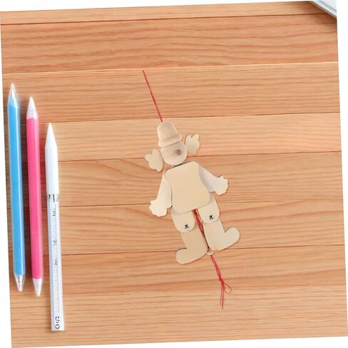 Vaguelly 6pcs Wooden Clown Marionette Puppet Kit Handmade Pull String Puppet for Unfinished Natural Wood Craft Portable Entertainment for Parties and Family Gatherings in Saudi Arabia