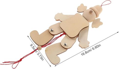 SUPVOX 6pcs Unfinished Wooden Clown Marionette Puppets with Pull String Crafted for Craft Projects Enhances Hand-Eye Coordination and Creativity for Family Gatherings and Educational Play in Saudi Arabia