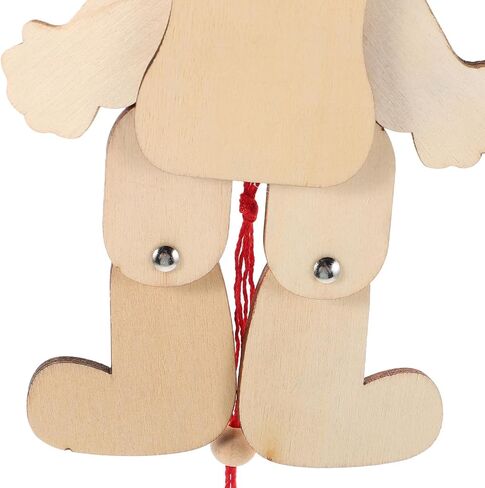 SUPVOX 6pcs Unfinished Wooden Clown Marionette Puppets with Pull String Crafted for Craft Projects Enhances Hand-Eye Coordination and Creativity for Family Gatherings and Educational Play in Saudi Arabia
