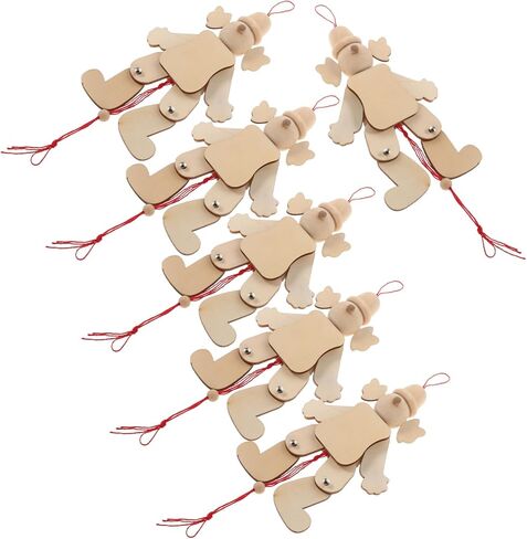 6pcs Wooden Clown Puppet with Strings for DIY Blank Marionette Craft for Pretend Play and School Activities Portable Pull String Enhancing Hand-Eye Coordination and Creativity in Saudi Arabia