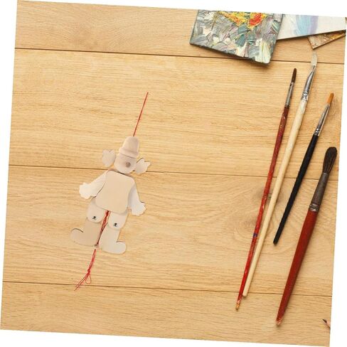 6pcs Wooden Clown Puppet with Strings for DIY Blank Marionette Craft for Pretend Play and School Activities Portable Pull String Enhancing Hand-Eye Coordination and Creativity in Saudi Arabia