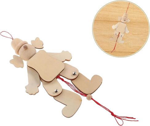 6pcs Wooden Clown Puppet with Strings for DIY Blank Marionette Craft for Pretend Play and School Activities Portable Pull String Enhancing Hand-Eye Coordination and Creativity in Saudi Arabia