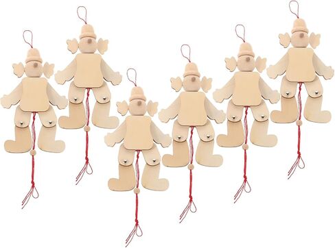VANZACK 6pcs Wooden Marionette Puppets Pull String for DIY Craft Unfinished Blank Clown Puppets Handmade from Wood Interactive Play Enhancing Fine Motor Skills and Creativity for Family in Saudi Arabia