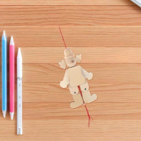 VANZACK 6pcs Wooden Marionette Puppets Pull String for DIY Craft Unfinished Blank Clown Puppets Handmade from Wood Interactive Play Enhancing Fine Motor Skills and Creativity for Family in Saudi Arabia