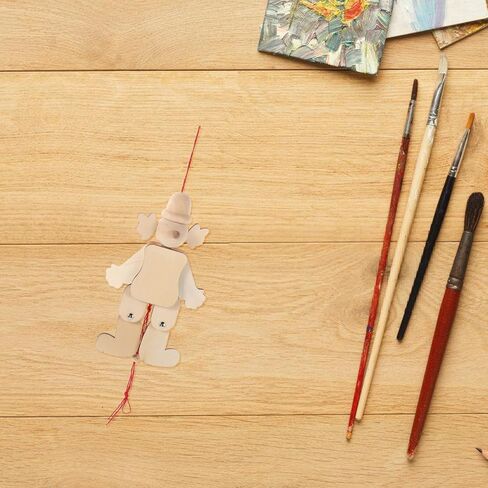 VANZACK 6pcs Wooden Marionette Puppets Pull String for DIY Craft Unfinished Blank Clown Puppets Handmade from Wood Interactive Play Enhancing Fine Motor Skills and Creativity for Family in Saudi Arabia