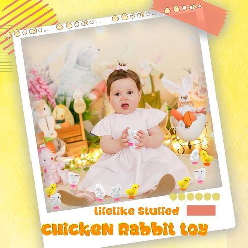 16 Pack Easter Wind Up Chick and Bunny Toys Bunny Jumping Chick Wind Up Toys for Easter Egg Hunt Basket Filler Party Favors, 2 Styles in Saudi Arabia