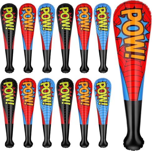 24 Pcs Pow Inflatable Baseball Bat Spider Inflatable Bat 17 Inch Baseball Party Favors Goodie Bag Stuffers, Birthday Decorations Party Prizes for Carnival Spider Birthday Supplies in Saudi Arabia