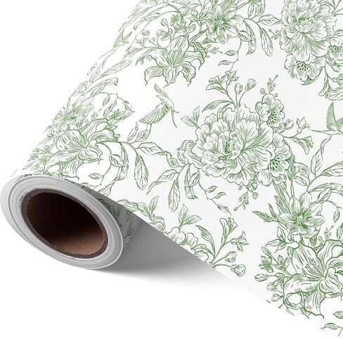 VCOOHM Blue Floral Wrapping Paper Roll - 17 Inches x 9.8 Feet - Vintage Blue Wrapping Paper for Birthday, Wedding, Bridal Shower, Chrismtas and Mother's Day Gifts in Saudi Arabia