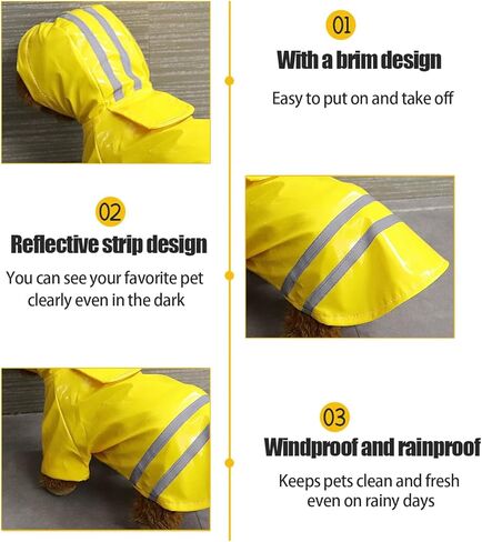 Outdoor Puppy Pet Rain Coat with Hood Waterproof Jackets PU Reflective Raincoat for Dogs Cats Apparel Clothes in Saudi Arabia